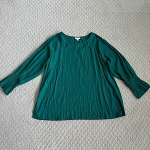 J. Jill Long Sleeve Cold Shoulder Smocked Blouse Meadow (Green) Size Lar…